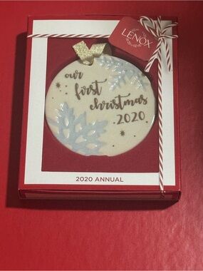 Lenox White and Light Blue 'Our First Christmas' 2020 Ornament